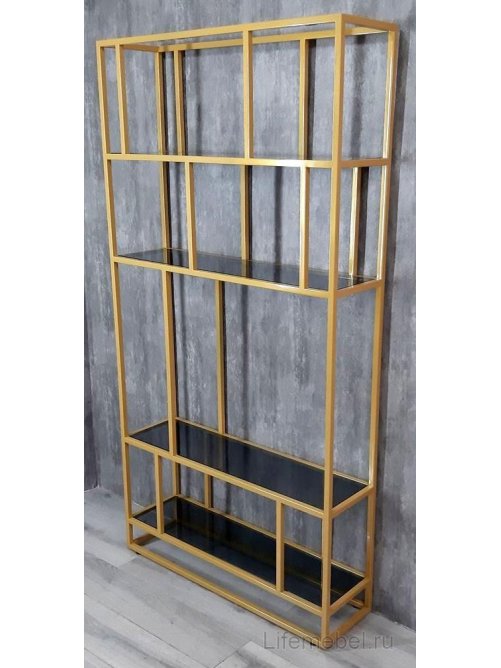 Стеллаж Akur Loft Orlando металлокаркас Золото тонированное стекло