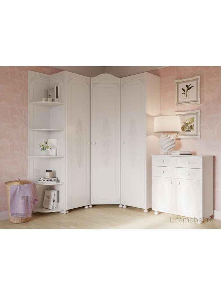 Стеллаж Ассоль АС-54 белое дерево