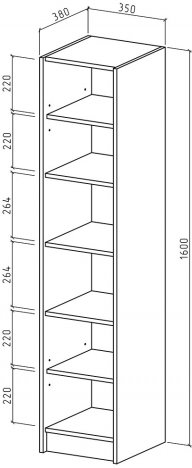 Стеллаж Август-1 дуб сонома