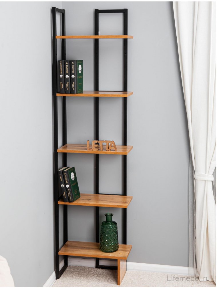 Стеллаж Минден угловой дуб вотан / черный