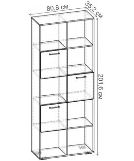 Книжный шкаф Бриз-2.09 СТ.069.808-01 ясень шимо тёмный / ясень шимо светлый