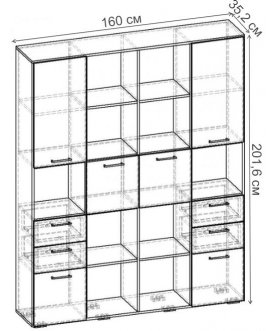 Книжный шкаф Бриз-4.02 СТ.092.1600-01 орех экко донской / клён