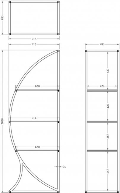 Стеллаж Эльц прозрачный / золото