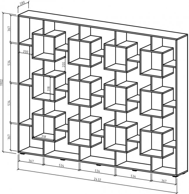 Стеллаж Квадро-4 дуб сонома / белый