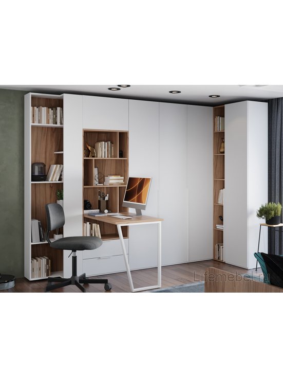 Стеллаж Порто ТД-393.07.26 белый жемчуг / яблоня беллуно / белый софт