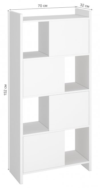 Стеллаж с дверцами Браина 152 см белый