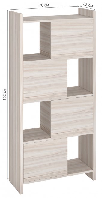 Стеллаж с дверцами Браина 152 см карамель