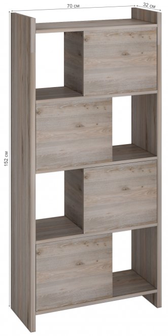 Стеллаж с дверцами Браина 152 см нельсон