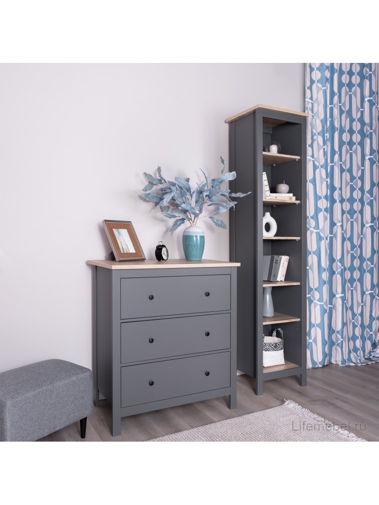 Стеллаж Сага 50 серый / ясень