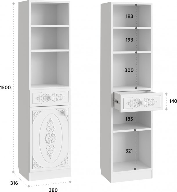 Стеллаж Ассоль АС-65 белое дерево