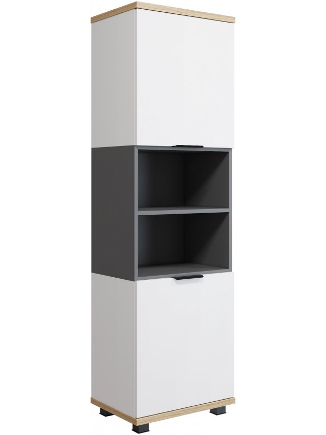 Стеллаж Скайлайт СЛ-4К блэквуд ячменный / графит / белый / меренга