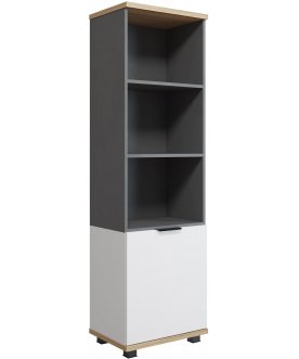 Книжный шкаф Скайлайт СЛ-5К левый блэквуд ячменный / графит / белый / меренга