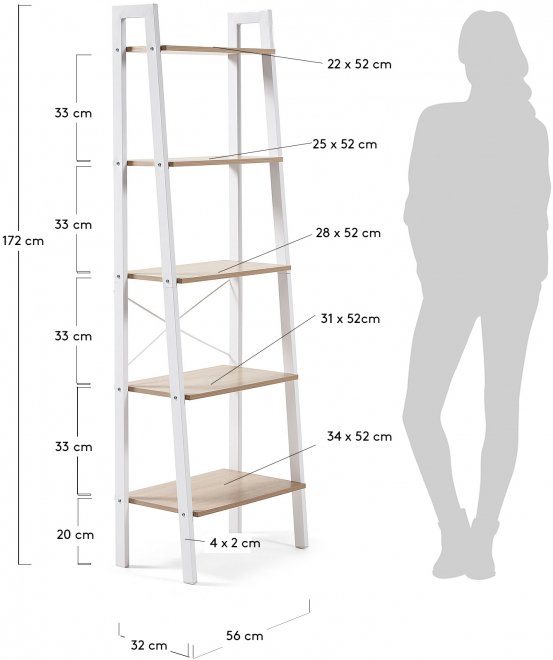 Стеллаж State натуральный / белый