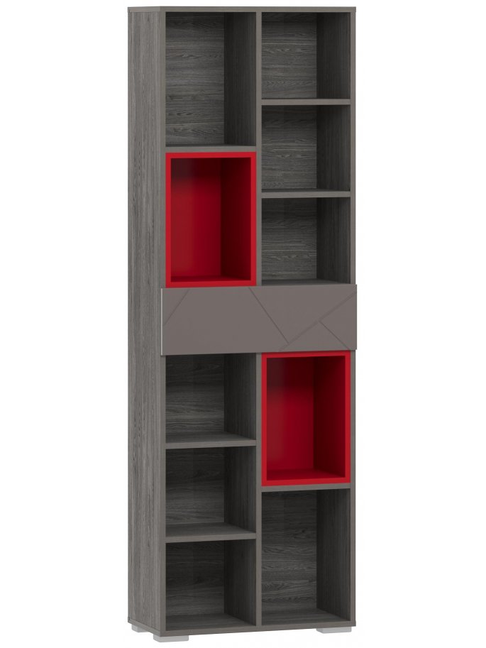 Стеллаж Summit 10 26 НМ 011.94 ПВХ софт графит / ярко-красный / ясень анкор темный kr