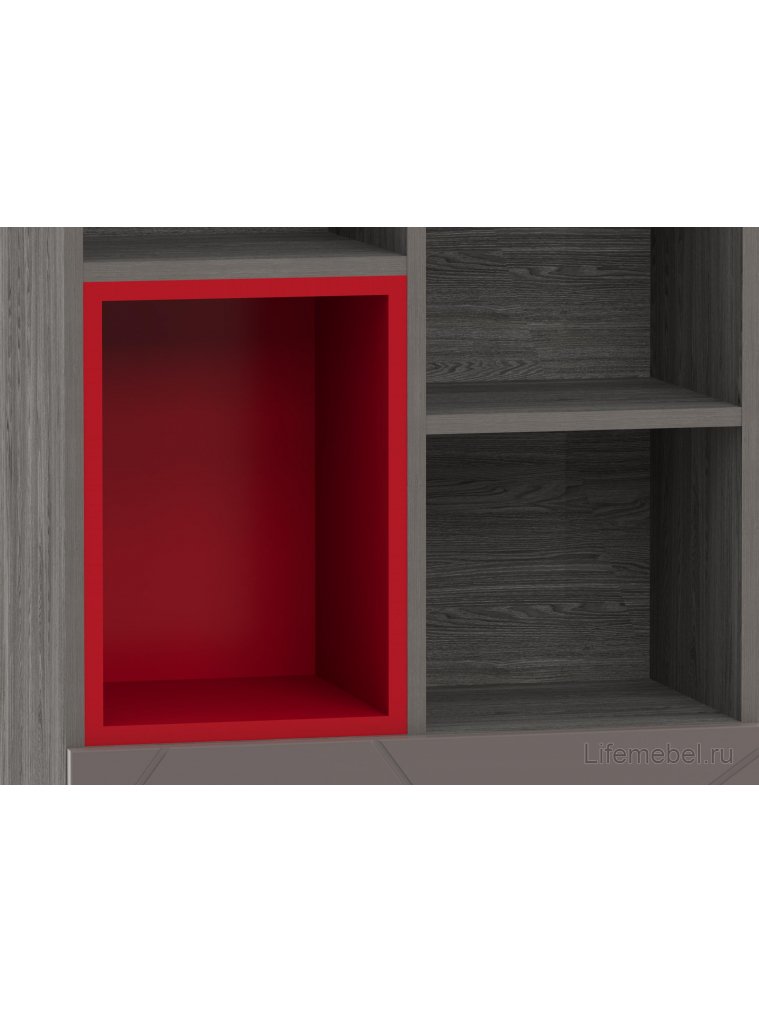 Стеллаж Summit 10 26 НМ 011.94 ПВХ софт графит / ярко-красный / ясень анкор темный kr