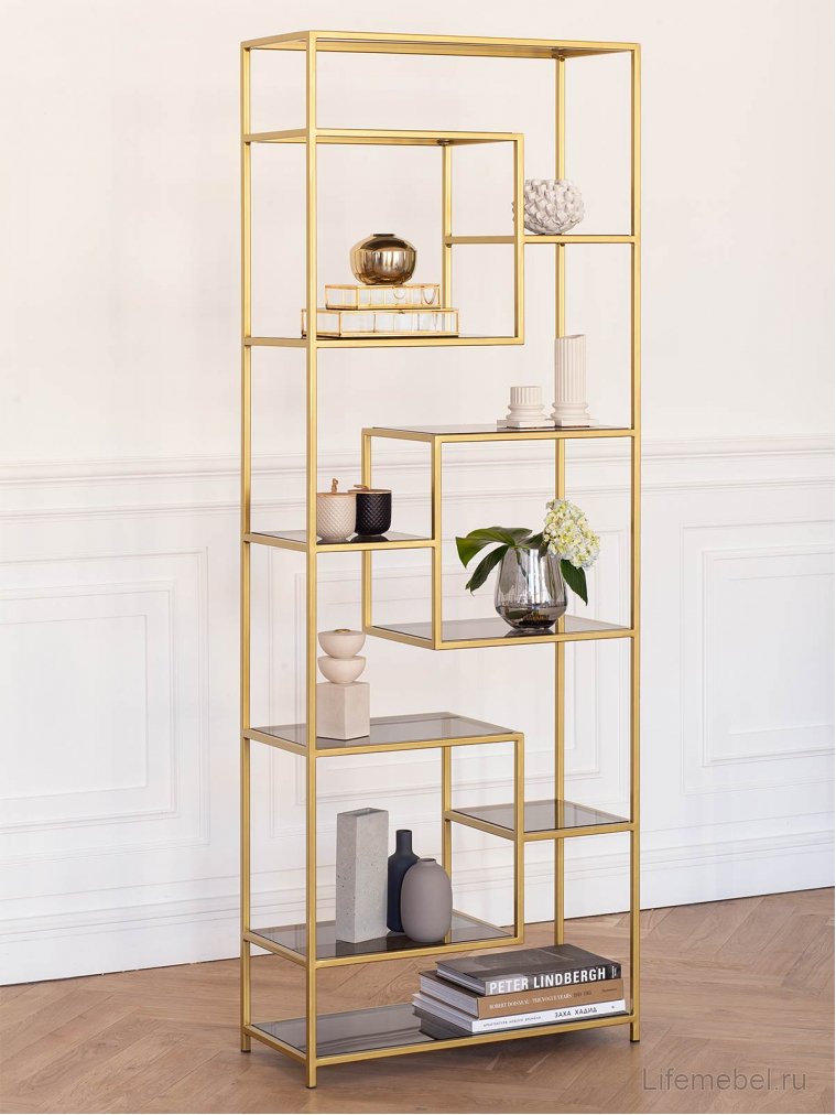 Стеллаж Olivia стекло / золотой