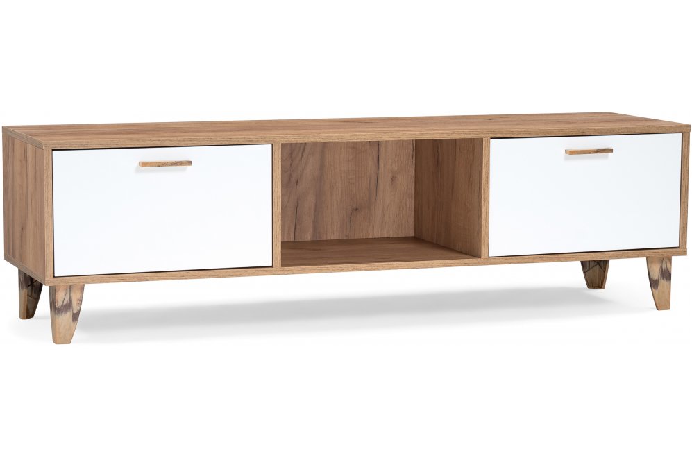 ТВ-тумба Эго Т-3 на ножках дуб крафт золотой / белый глянец