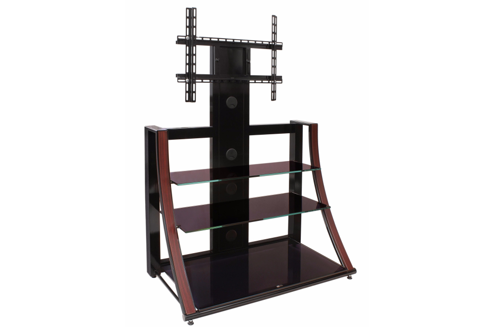 ТВ-тумба Горка стекло черное / декор махагон