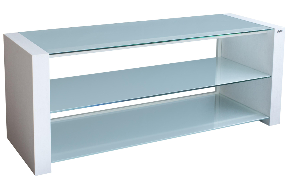 ТВ-тумба Классик 100 см стекло белое / декор белый