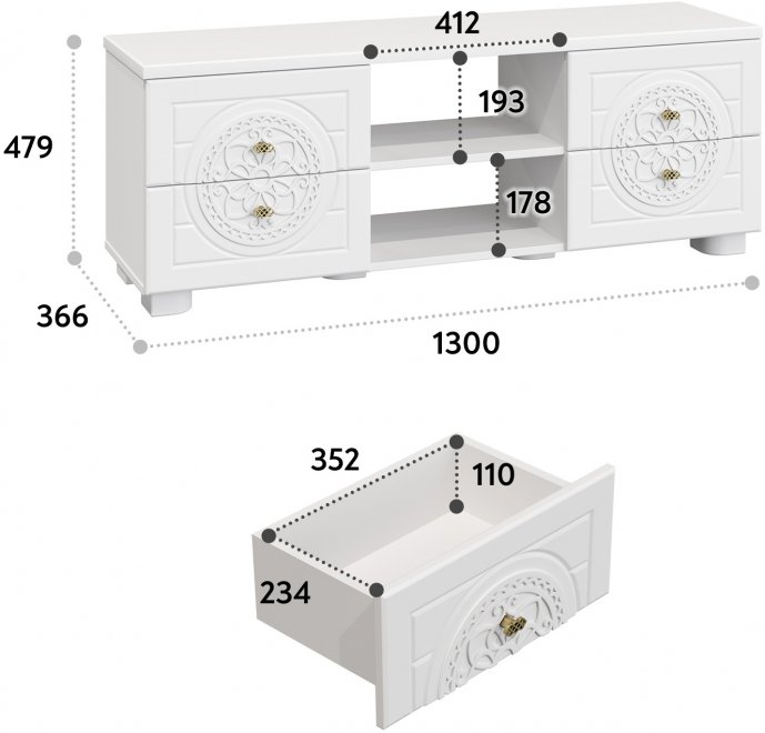ТВ-тумба Монблан МБ-39К белое дерево