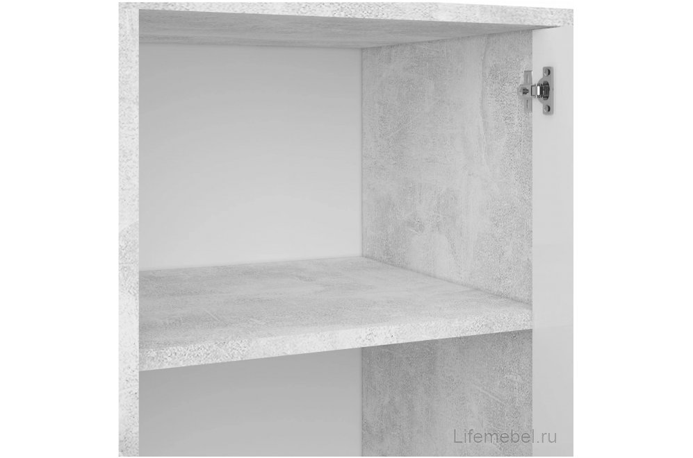 ТВ-тумба Эго Т-2 на ножках бетон светлый / белый глянец