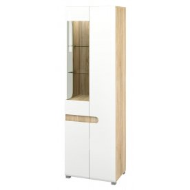 Шкаф с витриной Леонардо МН-026-01 дуб сонома / белый полуглянец