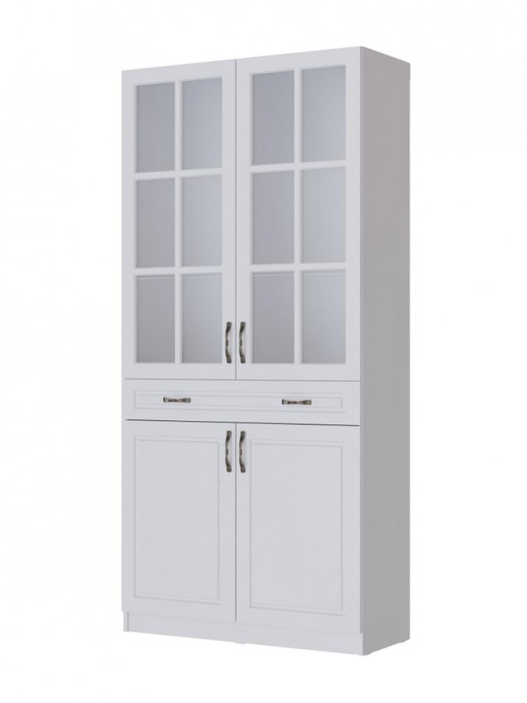 Витрина Апполия 100x210 дуб / белый