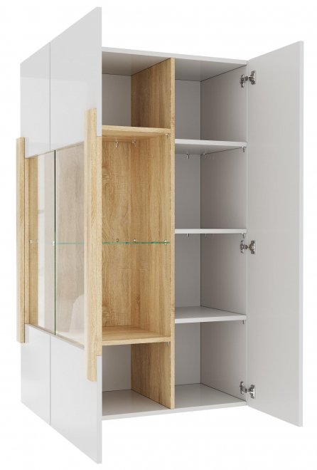 Витрина навесная Куба 1702.М4 дуб сонома / белый глянец