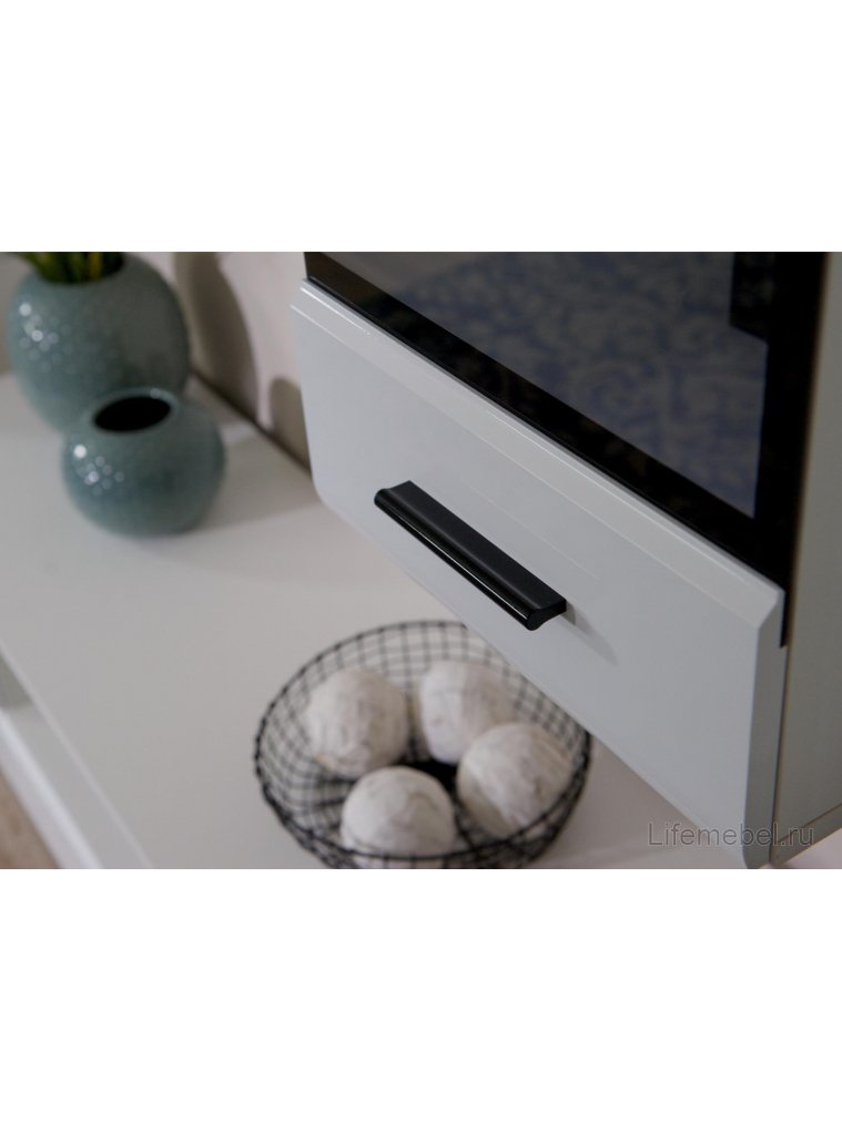 Витрина Азап левая белый жемчуг / белый глянец