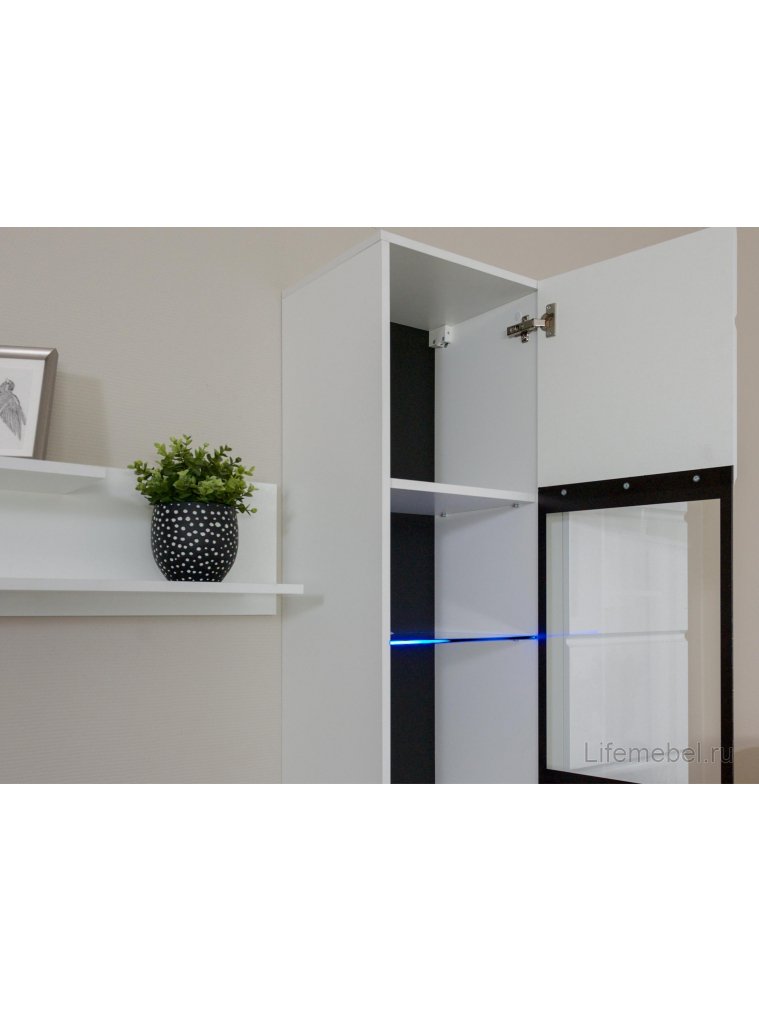 Витрина Азап левая белый жемчуг / белый глянец