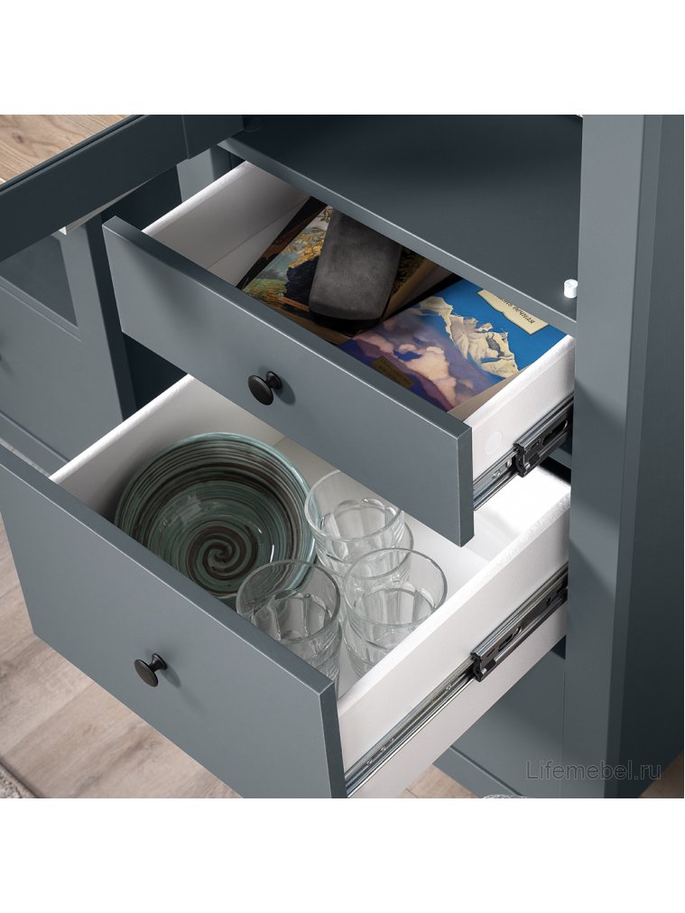 Витрина Сага 50 бирюзовый / ясень