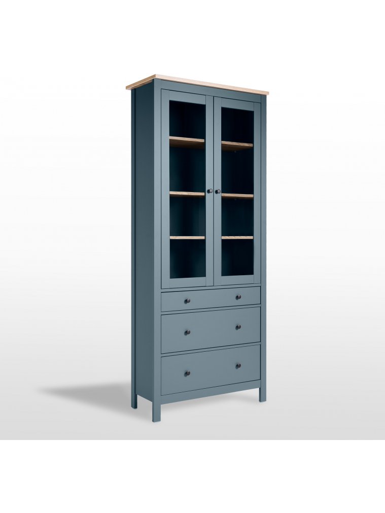 Витрина Сага 90 бирюзовый / ясень