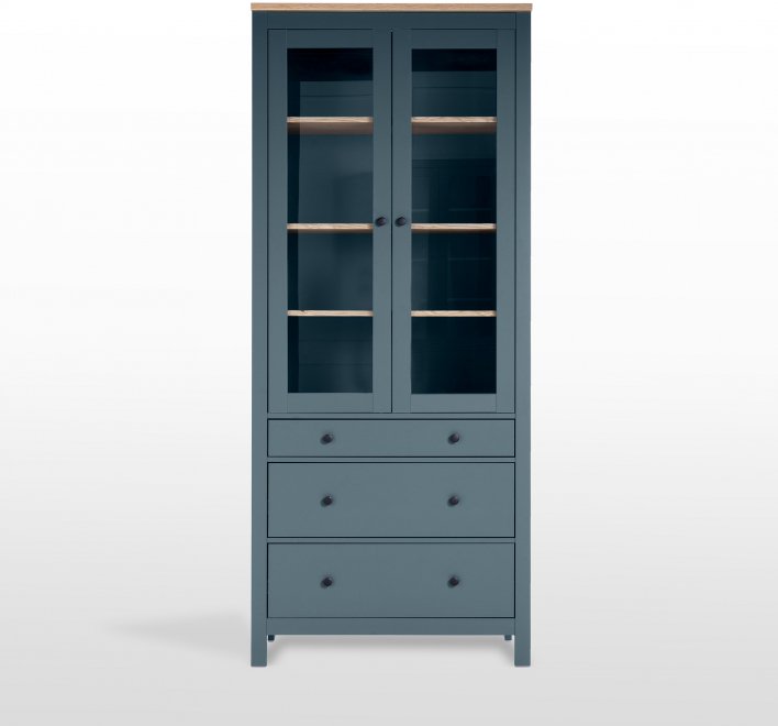 Витрина Сага 90 бирюзовый / ясень