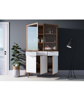 Книжный шкаф Воаб орех / принт 15