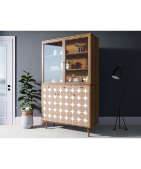 Книжный шкаф Воаб орех / принт 17