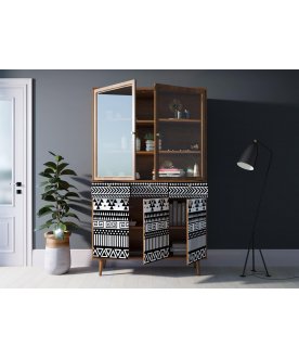 Книжный шкаф Воаб орех / принт 19