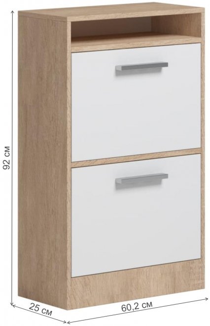 Обувница Карлос дуб сонома / белая