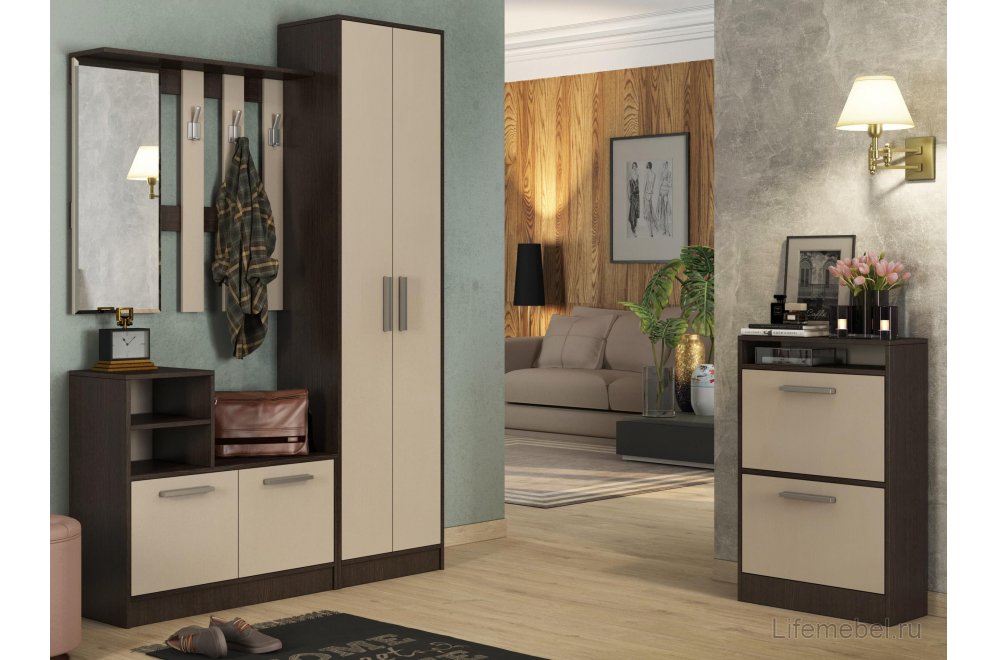 Обувница Карлос венге / дуб молочный