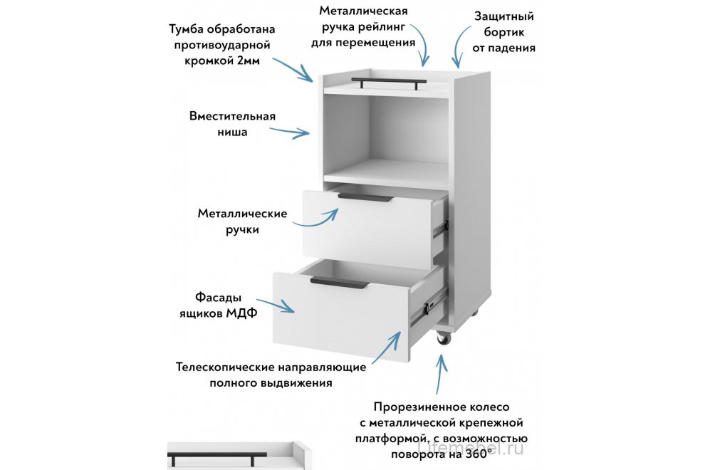 Тумба К-30 белый структурный / меренга