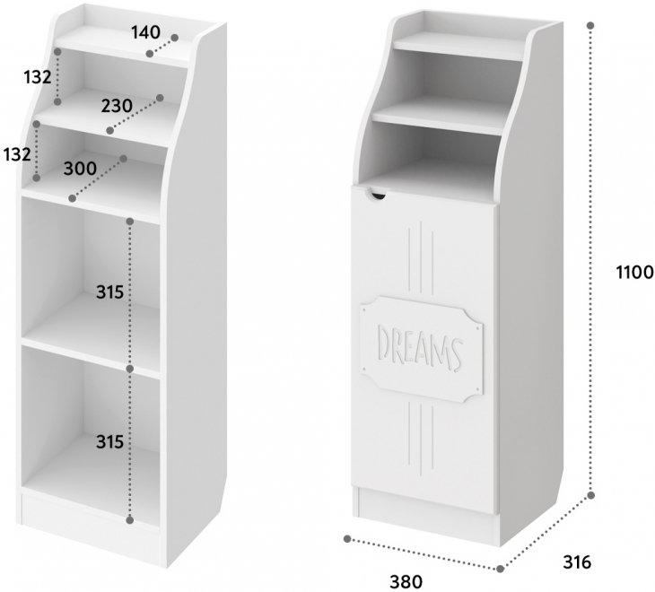 Тумба / Шкаф ДримСтар ДС-63 белое дерево