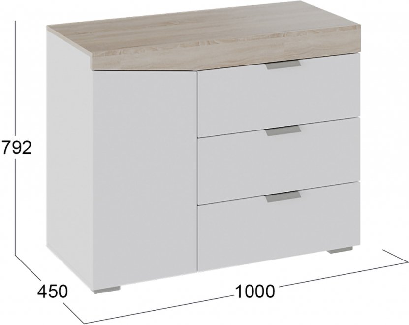 Комод Тип 1 дуб сонома / белый ясень