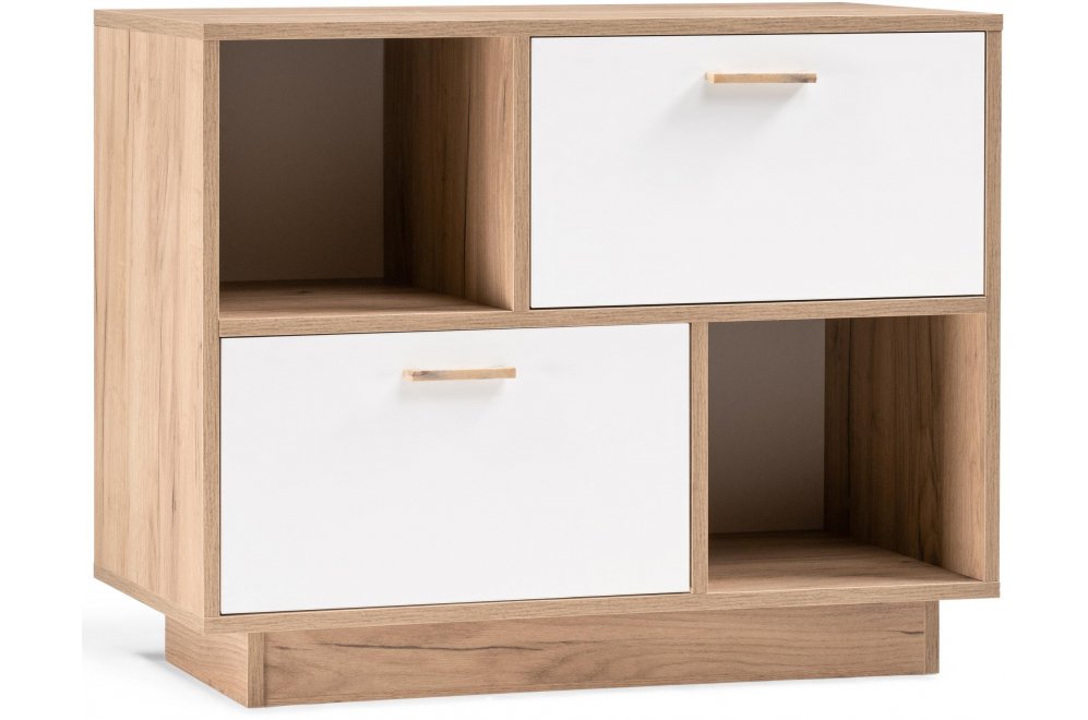 Тумба Эго Т-1 на подиуме дуб крафт золотой / белый глянец