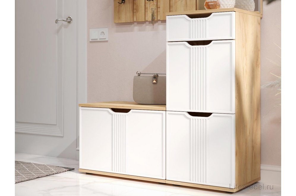 Тумба Эмилия ЭЛ-3 дуб крафт золотой / меренга