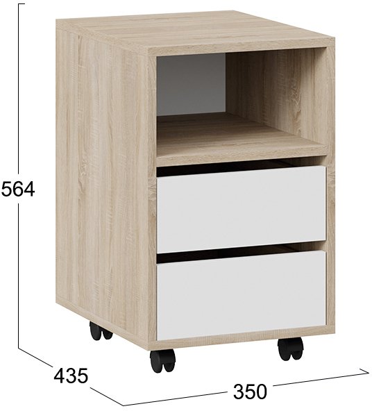 Тумба Тип 14 дуб сонома / белый ясень выкатная