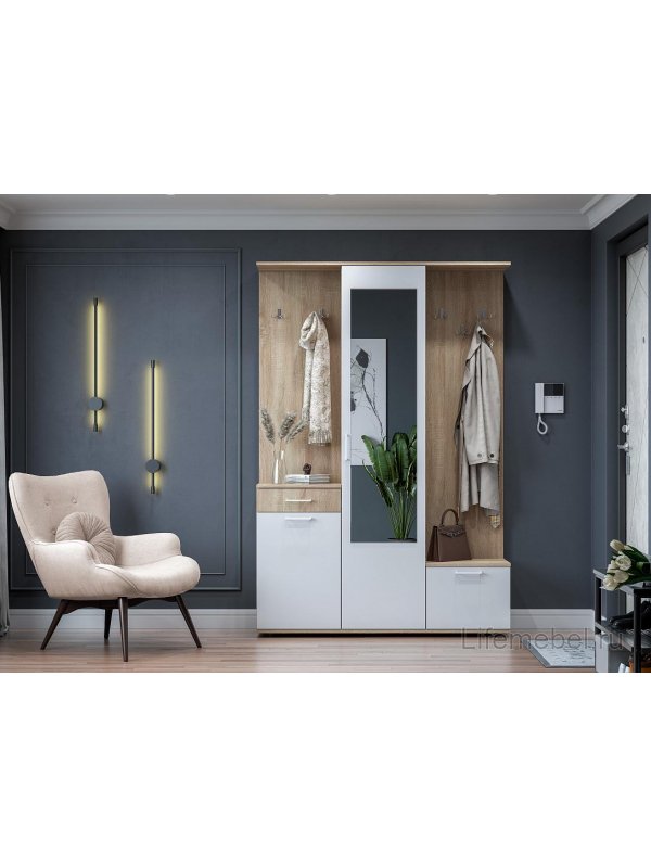 Готовая прихожая Пети дуб сонома / белый