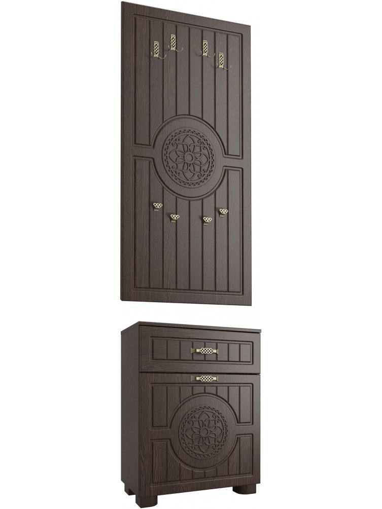 Модульная прихожая Монблан венге / орех шоколадный комплектация 4