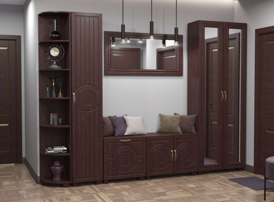 Модульная прихожая Монблан венге / орех шоколадный комплектация 1 (К)