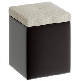 Пуф Домино кожзам темный / ткань светлая