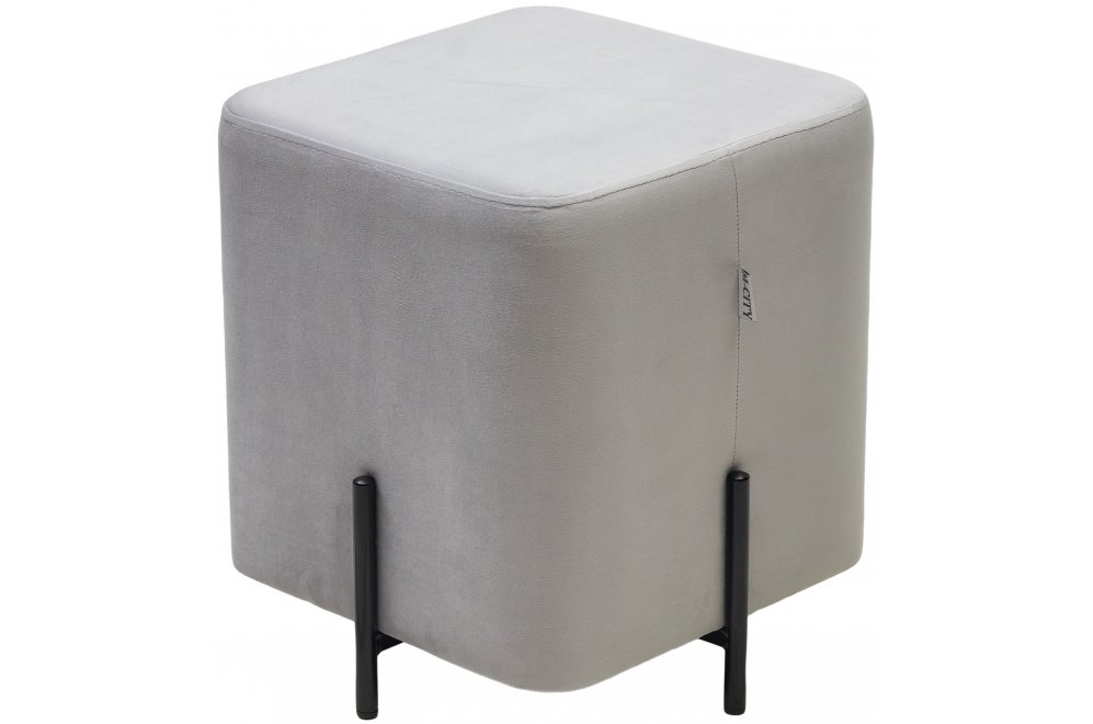 Пуф Феликс квадратный велюр светло-серый BM-4 / черный