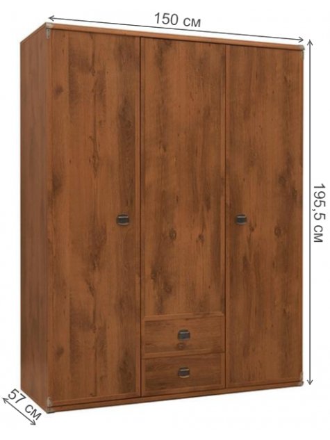 Шкаф трехдверный Индиана JSZF 3D2S дуб саттер